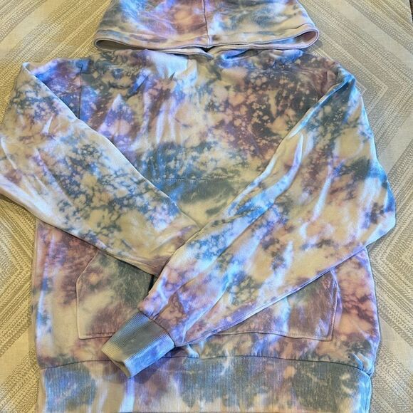 Katie J NYC Girls Blue & Purple Tie Dye Hooded Sweatshirt - Size M - Picture 1 of 6